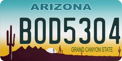 AZ license plate BOD5304