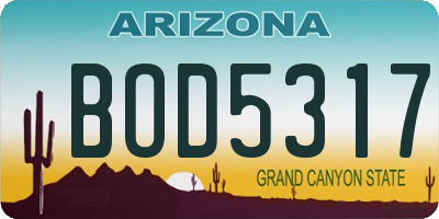 AZ license plate BOD5317