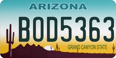 AZ license plate BOD5363