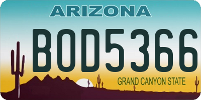 AZ license plate BOD5366
