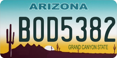 AZ license plate BOD5382