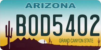 AZ license plate BOD5402