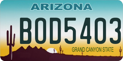 AZ license plate BOD5403