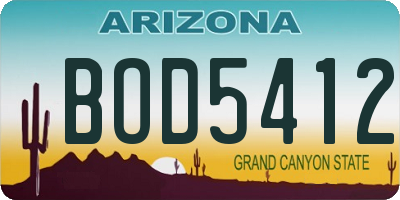 AZ license plate BOD5412