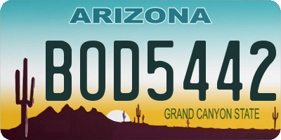 AZ license plate BOD5442