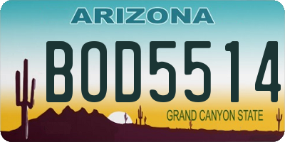 AZ license plate BOD5514