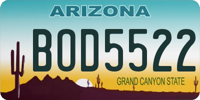 AZ license plate BOD5522