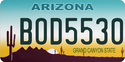 AZ license plate BOD5530