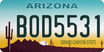 AZ license plate BOD5531