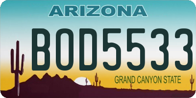 AZ license plate BOD5533