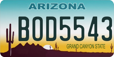 AZ license plate BOD5543