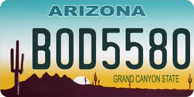 AZ license plate BOD5580