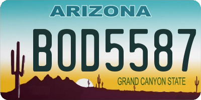 AZ license plate BOD5587