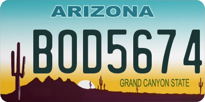 AZ license plate BOD5674