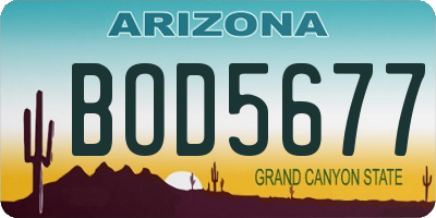 AZ license plate BOD5677