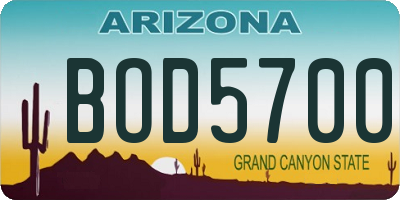 AZ license plate BOD5700