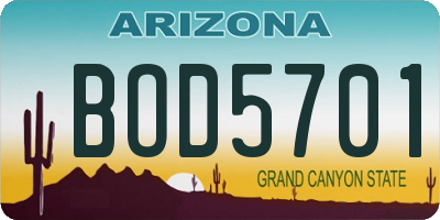 AZ license plate BOD5701