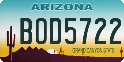 AZ license plate BOD5722