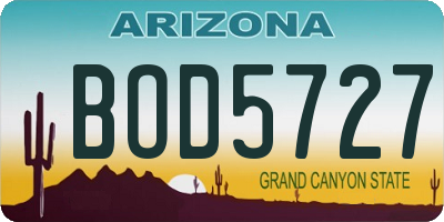 AZ license plate BOD5727