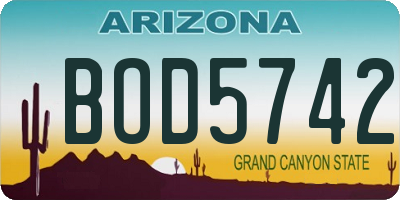 AZ license plate BOD5742