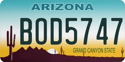 AZ license plate BOD5747
