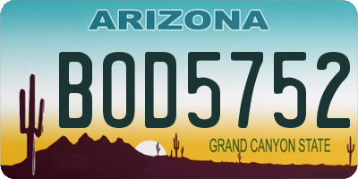 AZ license plate BOD5752