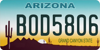 AZ license plate BOD5806
