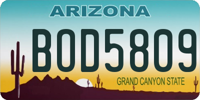 AZ license plate BOD5809