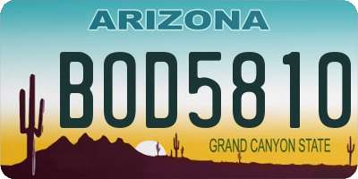 AZ license plate BOD5810