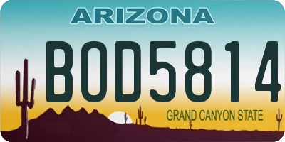AZ license plate BOD5814