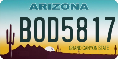 AZ license plate BOD5817