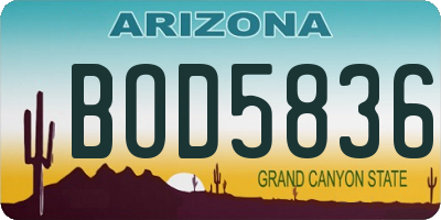 AZ license plate BOD5836