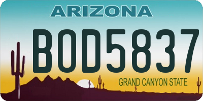 AZ license plate BOD5837