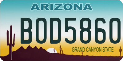 AZ license plate BOD5860