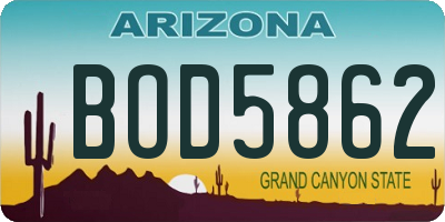 AZ license plate BOD5862