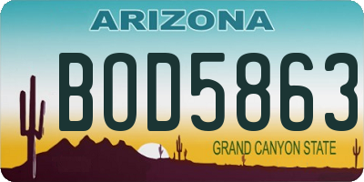 AZ license plate BOD5863