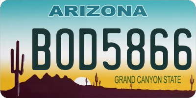 AZ license plate BOD5866