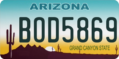 AZ license plate BOD5869