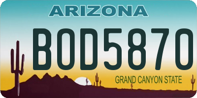 AZ license plate BOD5870