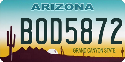 AZ license plate BOD5872