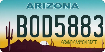 AZ license plate BOD5883