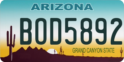 AZ license plate BOD5892