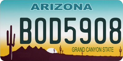 AZ license plate BOD5908