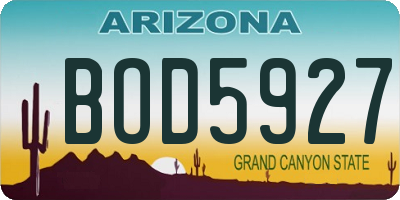 AZ license plate BOD5927