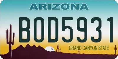 AZ license plate BOD5931