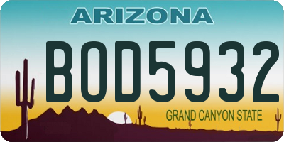 AZ license plate BOD5932