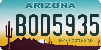 AZ license plate BOD5935
