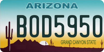 AZ license plate BOD5950