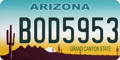 AZ license plate BOD5953