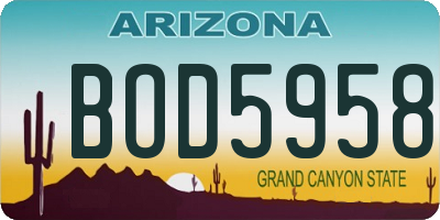 AZ license plate BOD5958